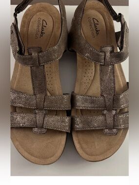 Clarks Womens Size 8 Brown Slip On Slingback Comfort Sandals Strappy